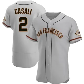 Men's Authentic Gray Curt Casali San Francisco Giants Road Jersey