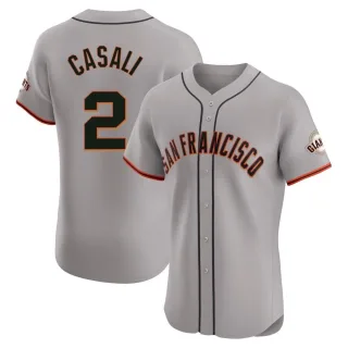 Men's Elite Gray Curt Casali San Francisco Giants Road Jersey