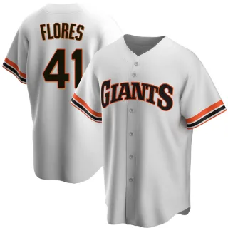 Men's Replica White Wilmer Flores San Francisco Giants Home Cooperstown Collection Jersey