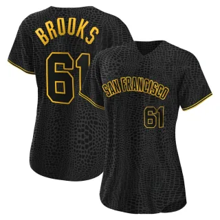 Women's Authentic Black Trenton Brooks San Francisco Giants Snake Skin City Jersey