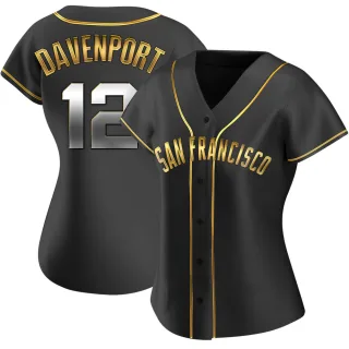 Women's Replica Black Golden Jim Davenport San Francisco Giants Alternate Jersey
