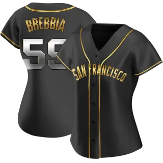 Women's Replica Black Golden John Brebbia San Francisco Giants Alternate Jersey