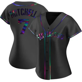 Women's Replica Black Holographic Kevin Mitchell San Francisco Giants Alternate Jersey