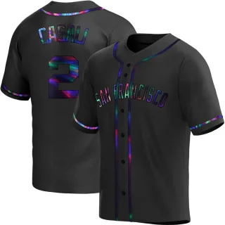 Youth Replica Black Holographic Curt Casali San Francisco Giants Alternate Jersey